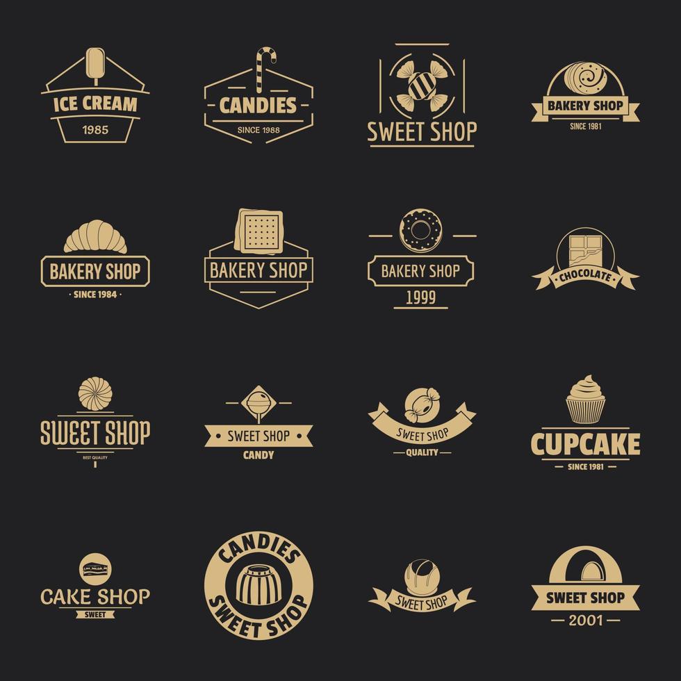 conjunto de iconos de logotipo de dulces de panadería, estilo simple vector