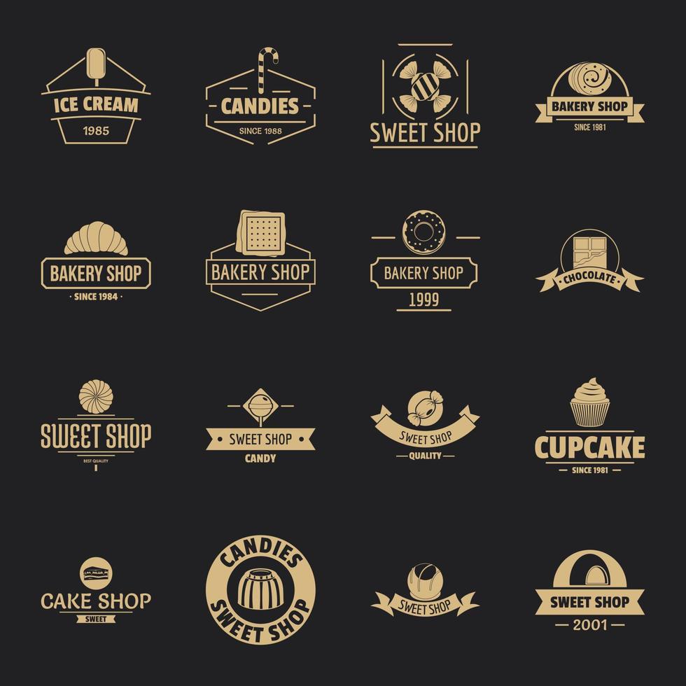 Bakery sweets logo icons set, simple style vector