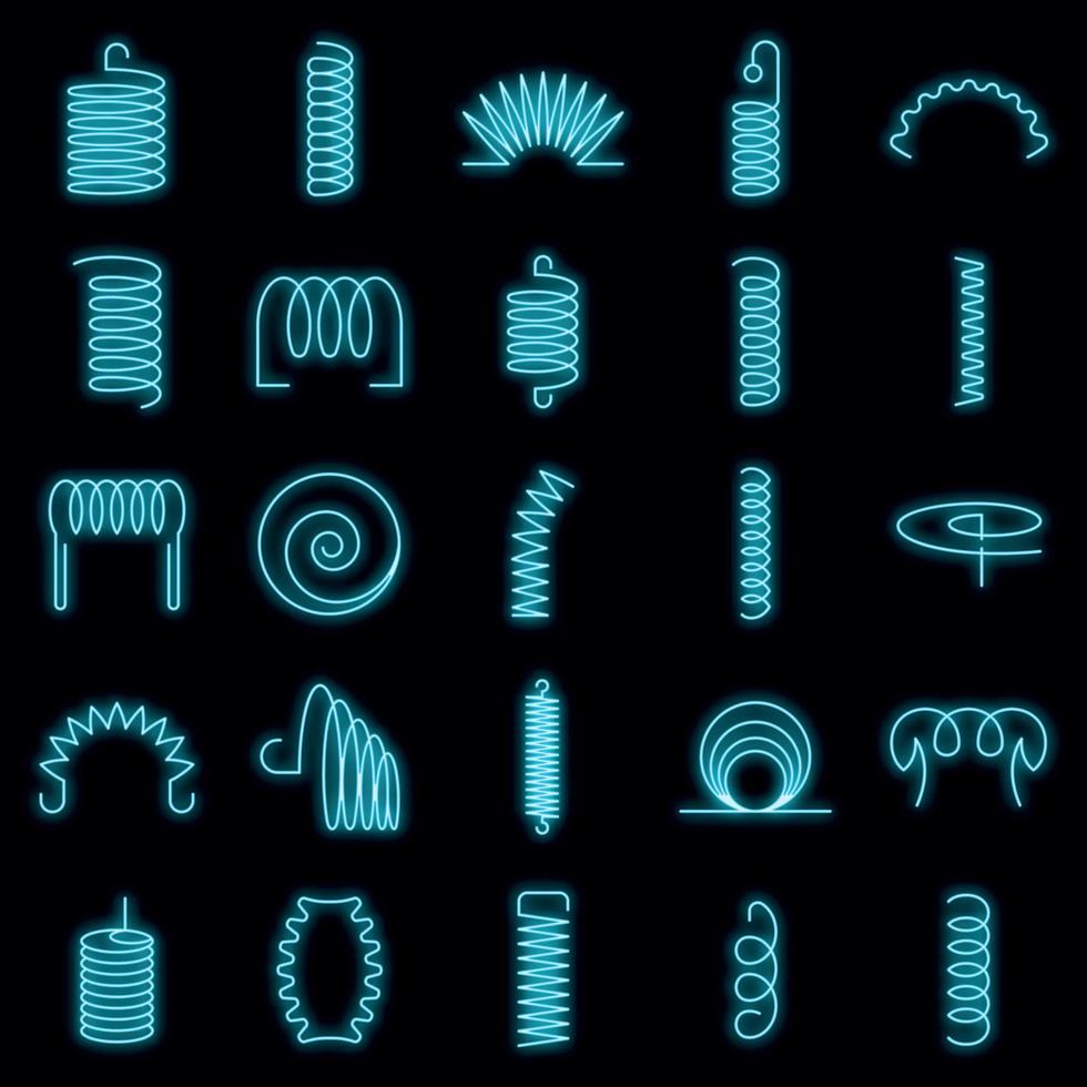 Coil icon set vector neon