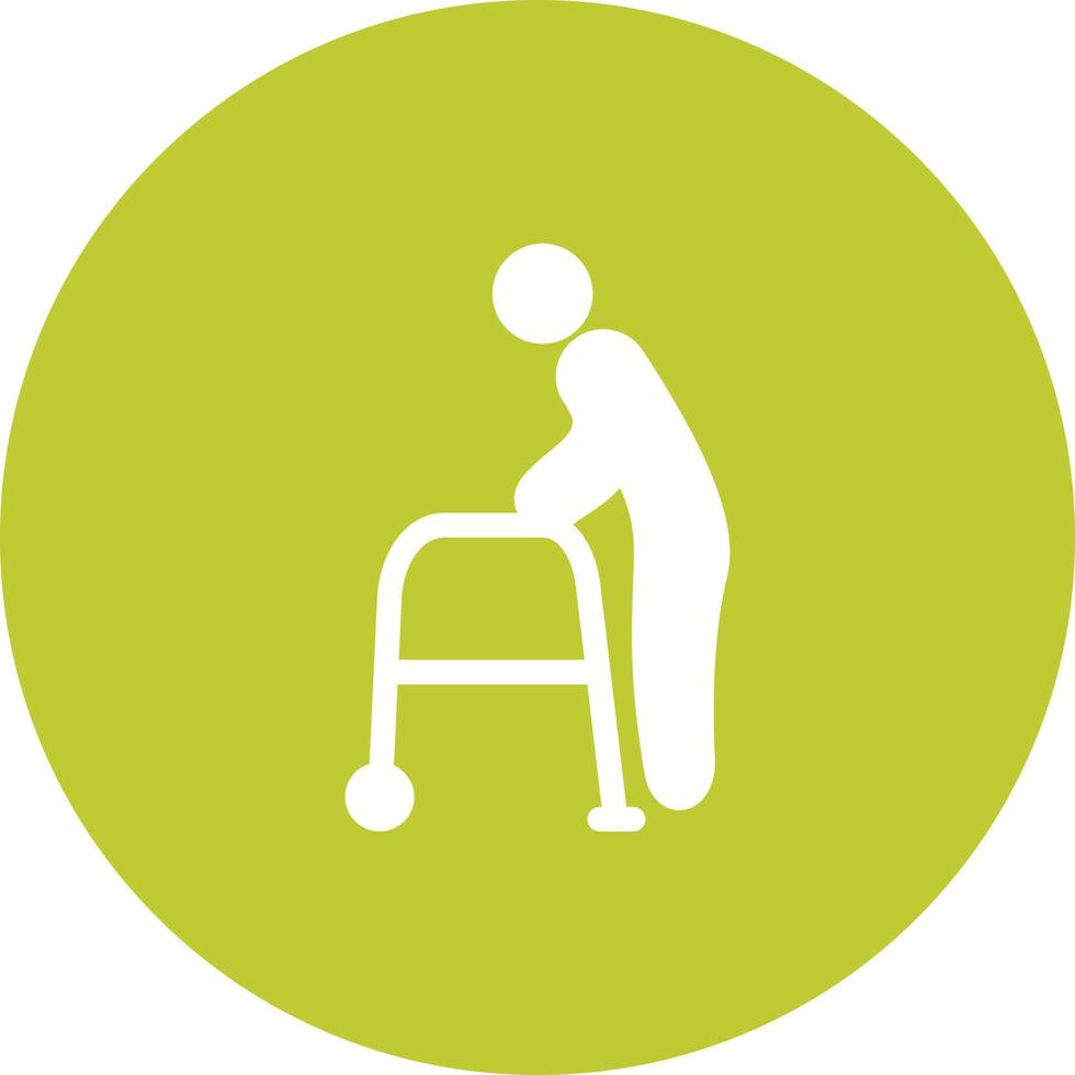 Old Man Walking Circle Background Icon vector