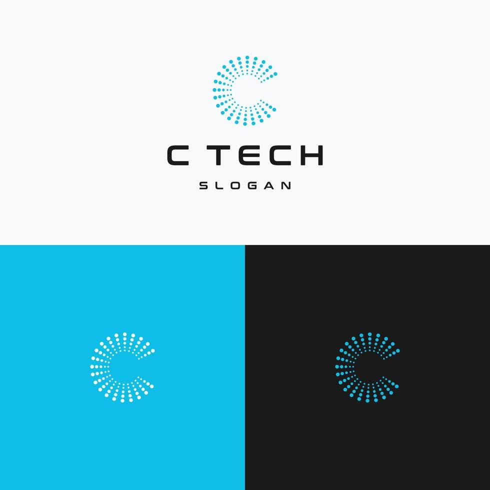 Letter C Tech logo icon flat design template vector