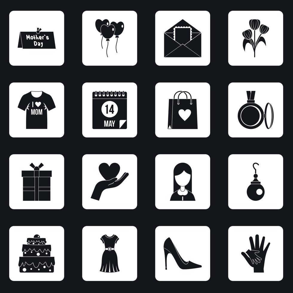 Mothers day icons set squares vector