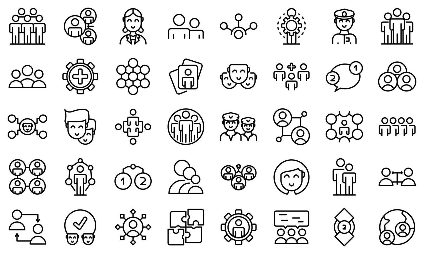 Crew icons set, outline style vector