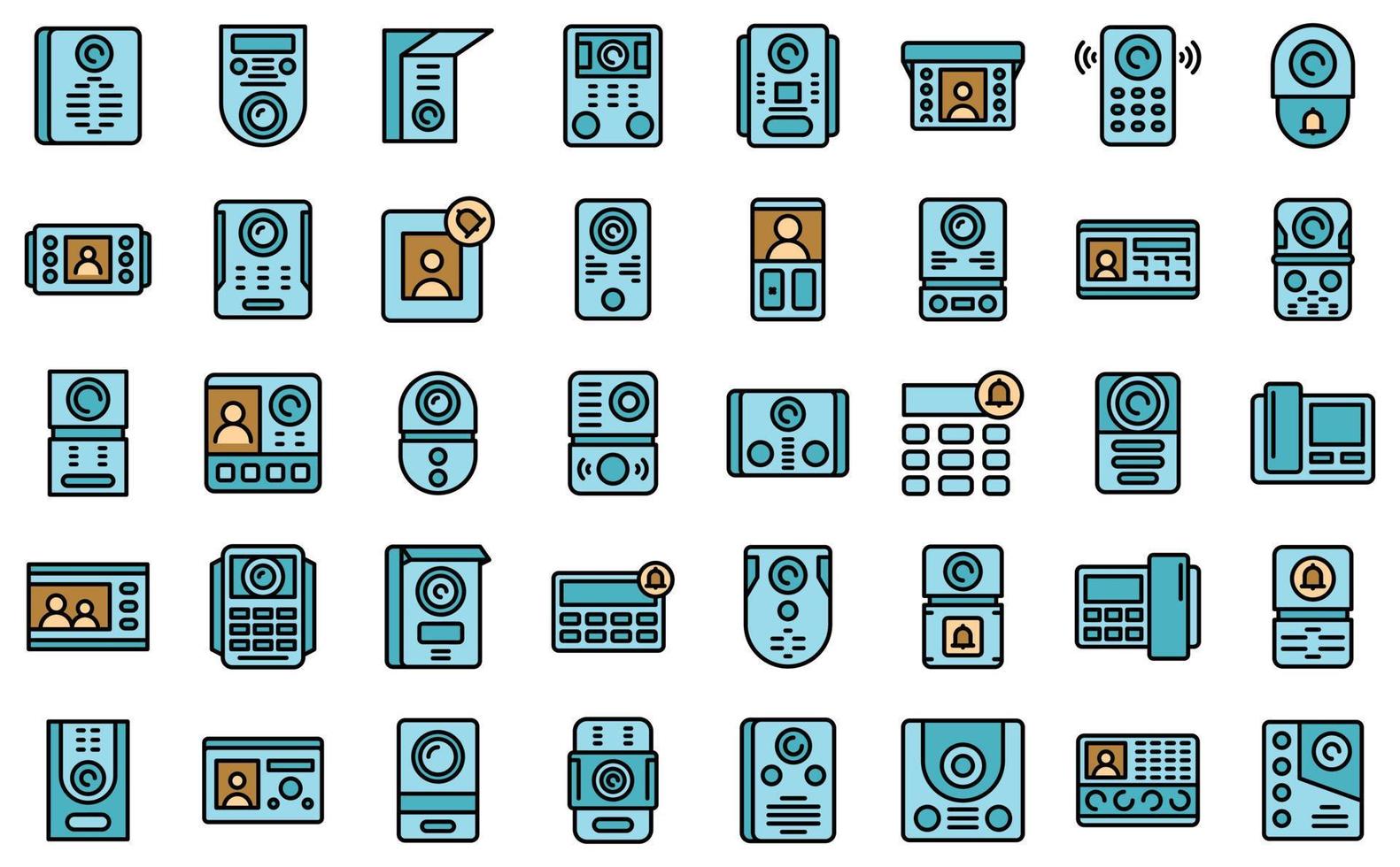 iconos de intercomunicador de video conjunto vector plano