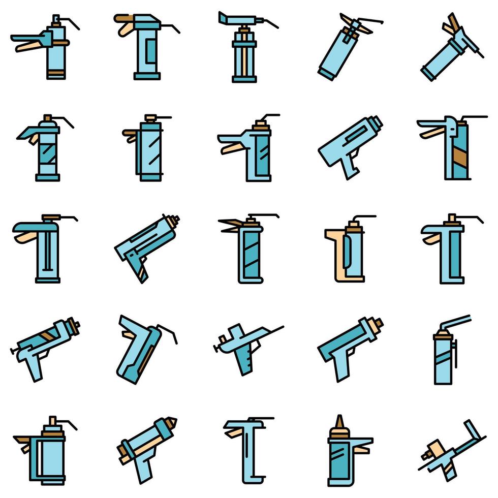 iconos de pistola de calafateo de silicona establecer vector plano