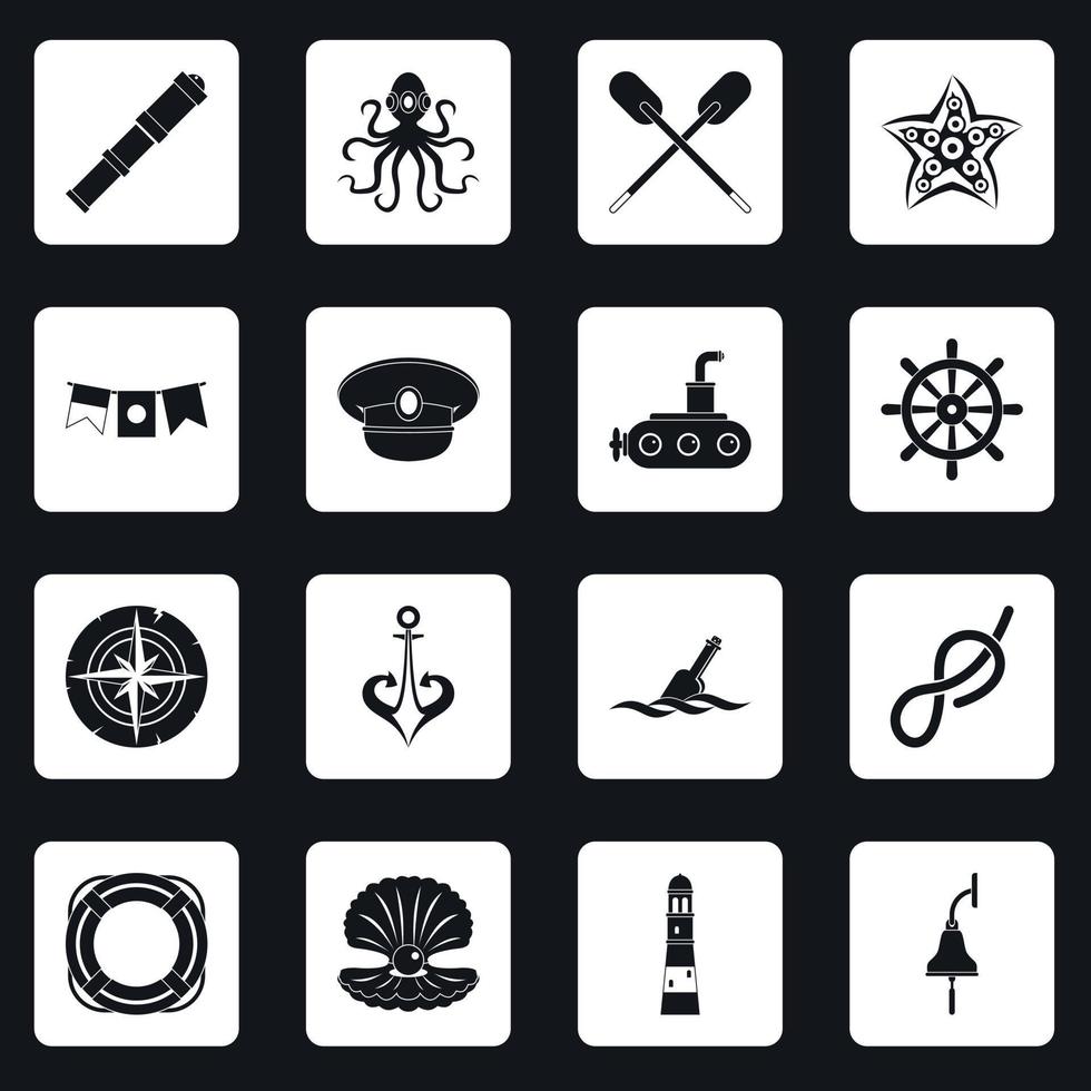 Nautical icons set squares vector