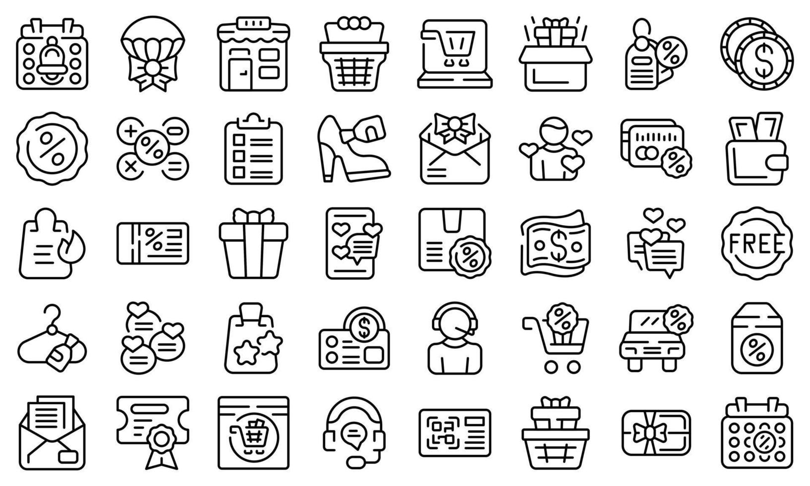 Custom offer icons set outline vector. Free heart vector