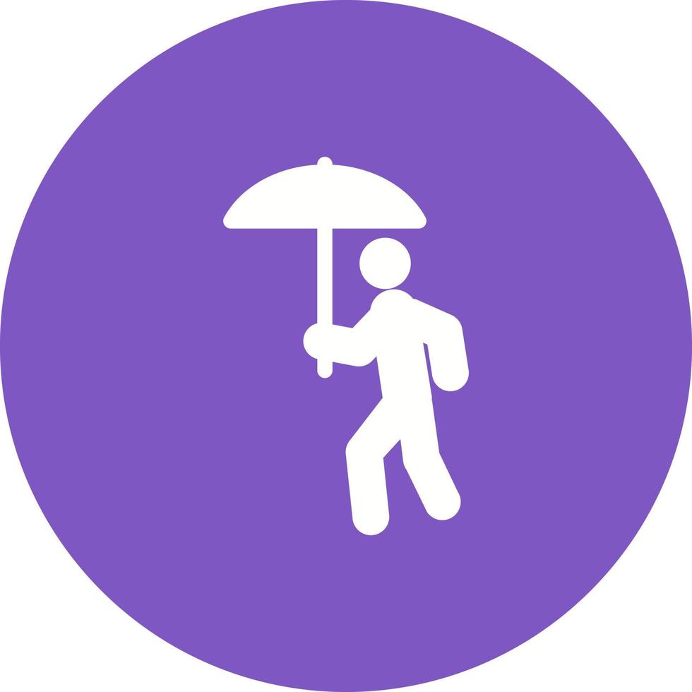 Walking in Rain Circle Background Icon vector