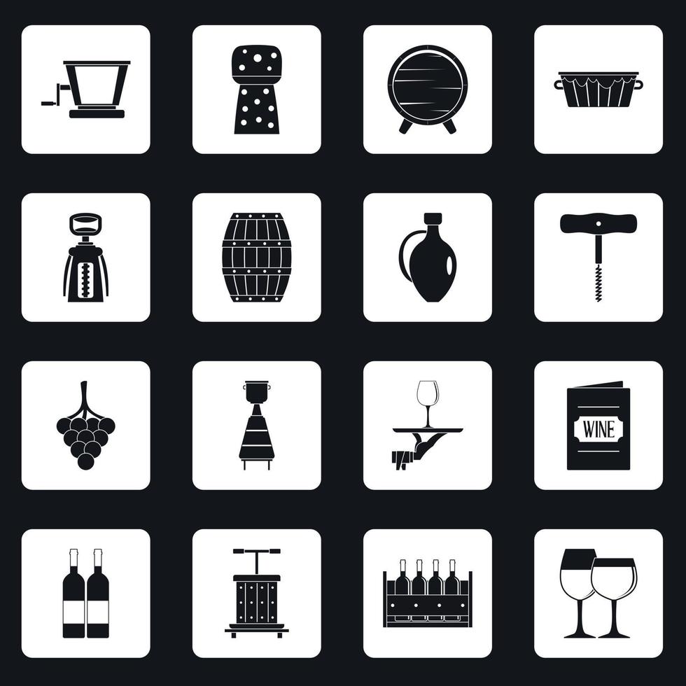 Wine icons set squares vector