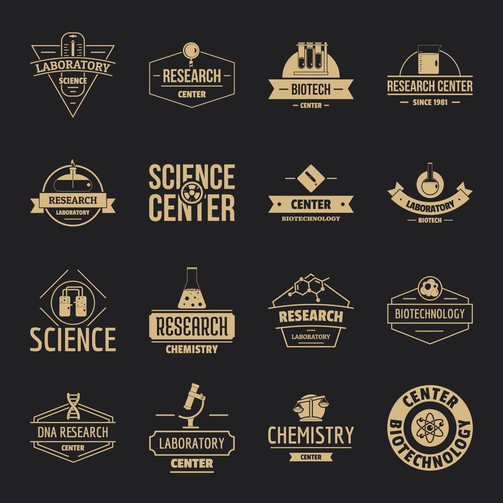 Chemical science logo icons set, simple style vector