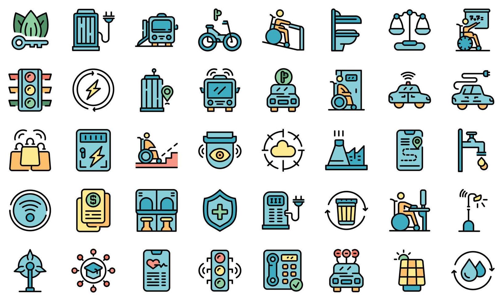 Accessible environment icons set line color vector