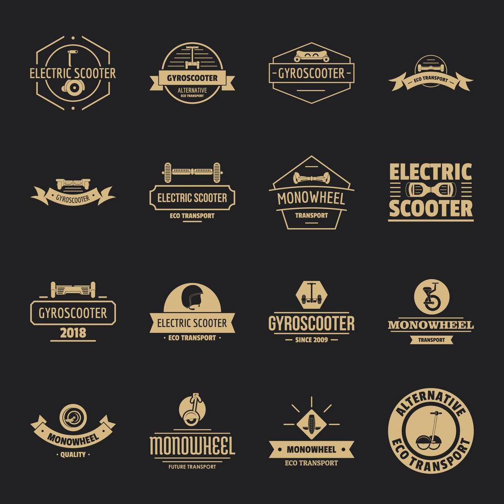 Balancing scooter logo icons set, simple style vector