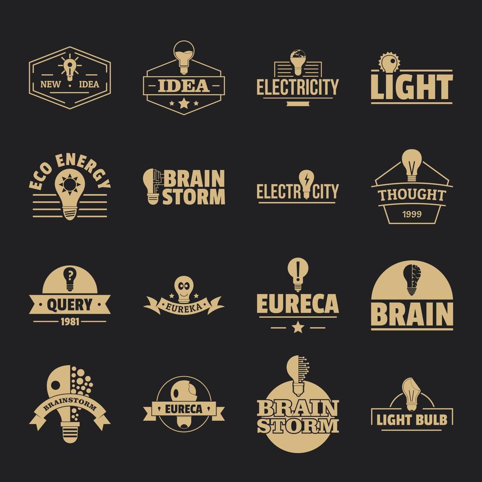 Lamp logo icons set, simple style vector