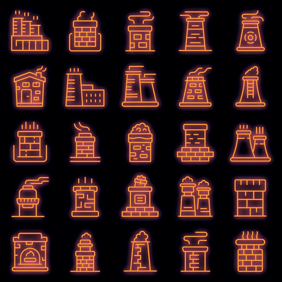 conjunto de iconos de chimenea neón vectorial vector