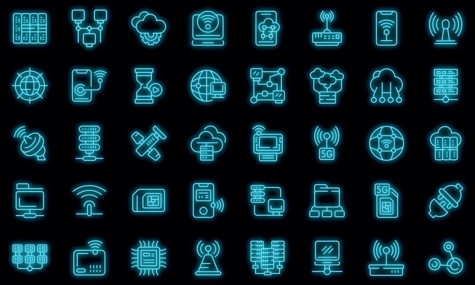 conjunto de iconos de proveedor de internet neón vectorial vector