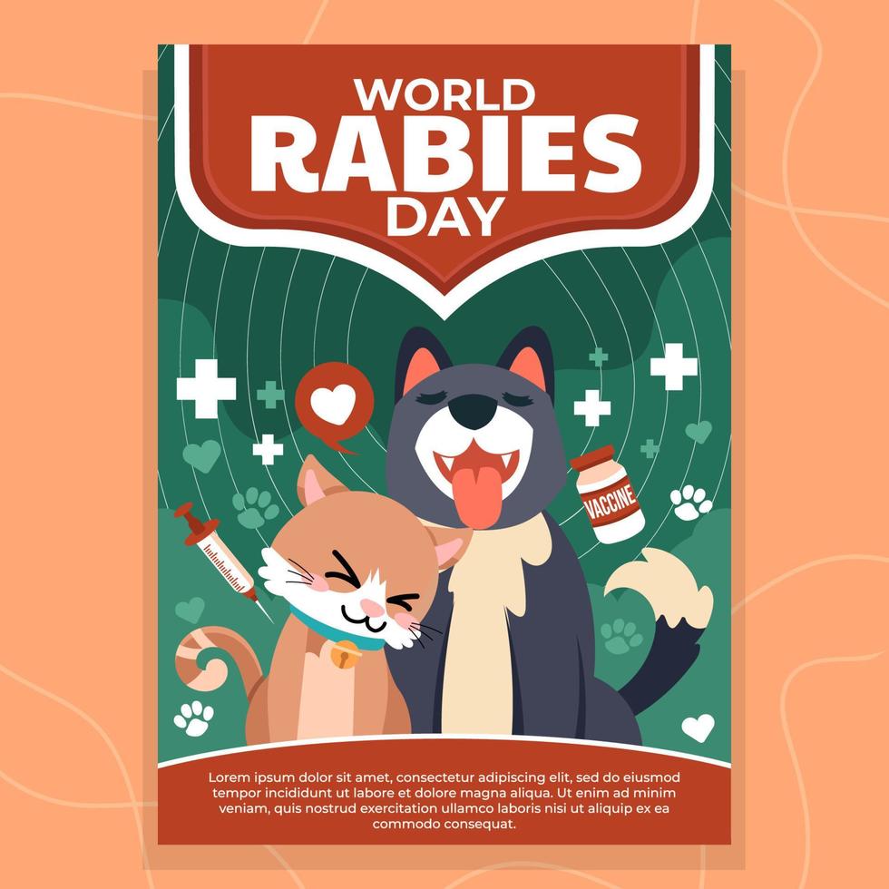 Poster Care Pet with Vaccines on World Rabies Day vector