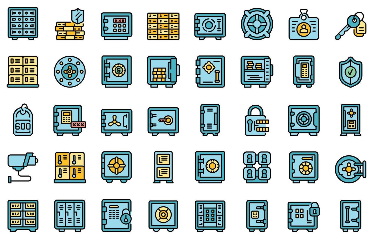 Deposit room icons set line color vector