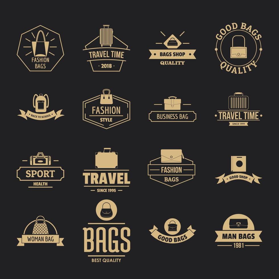 Travel baggage logo icons set, simple style vector