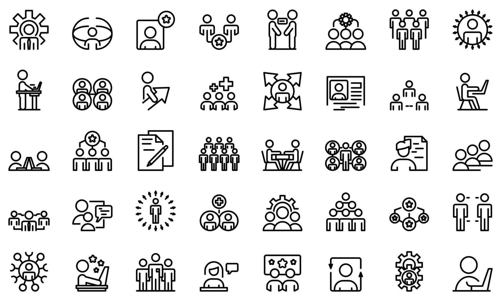 Colleague icons set, outline style vector