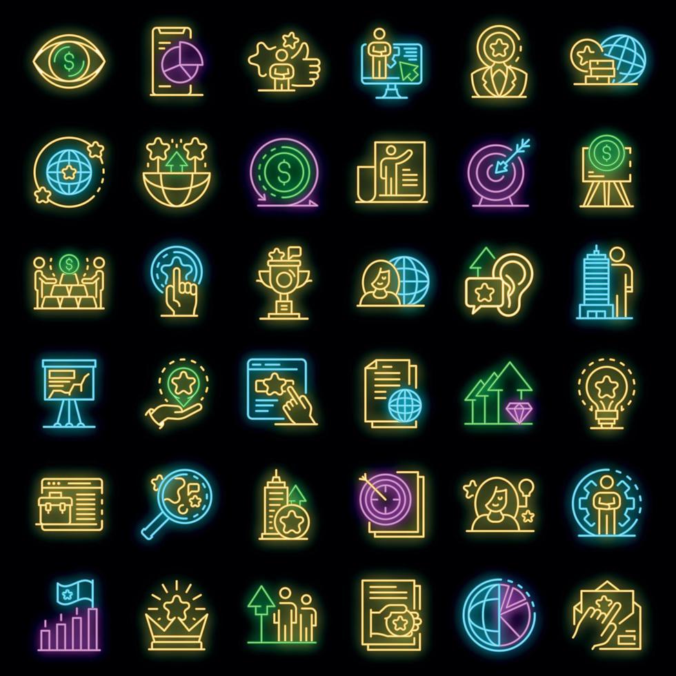 conjunto de iconos de administrador de marca neón vectorial vector