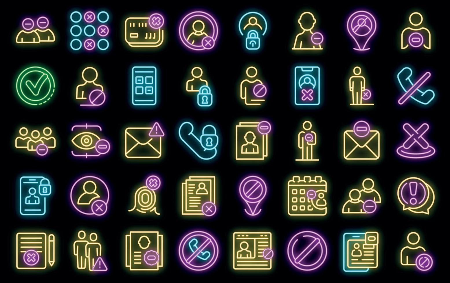 Blacklist icons set vector neon