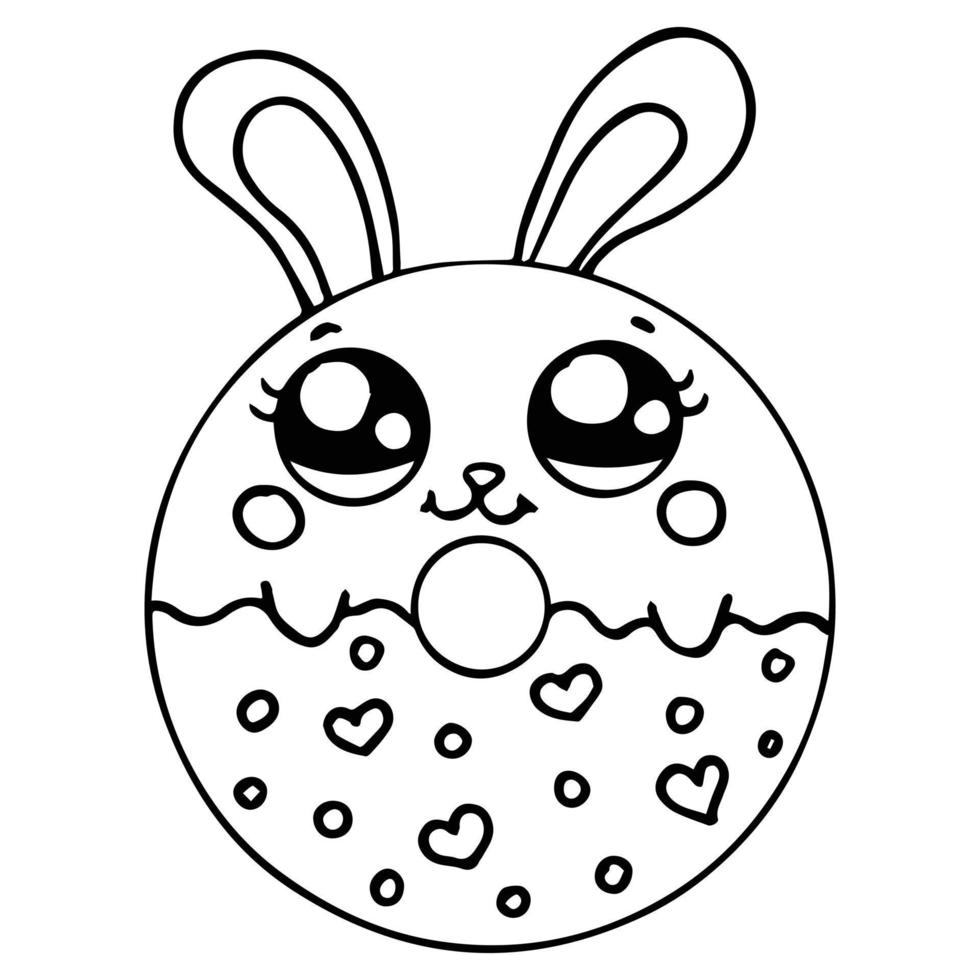 Kids Coloring Pages, Cute Bunny Donut Character Vector ...