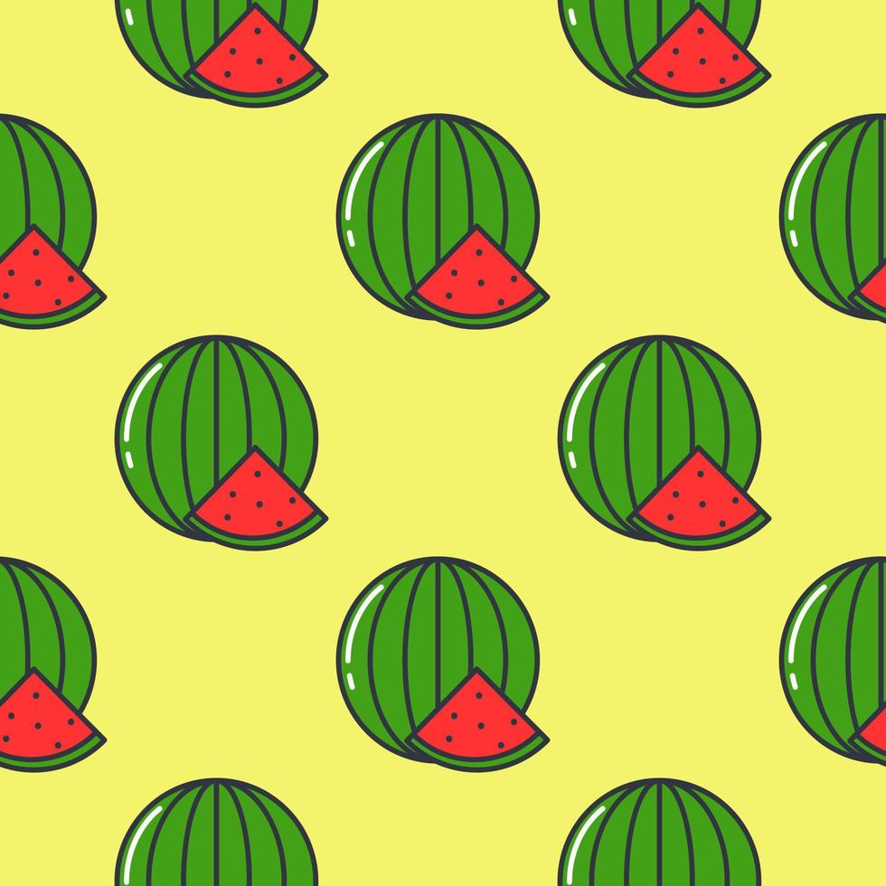 Watermelons on bright yellow background seamless pattern vector