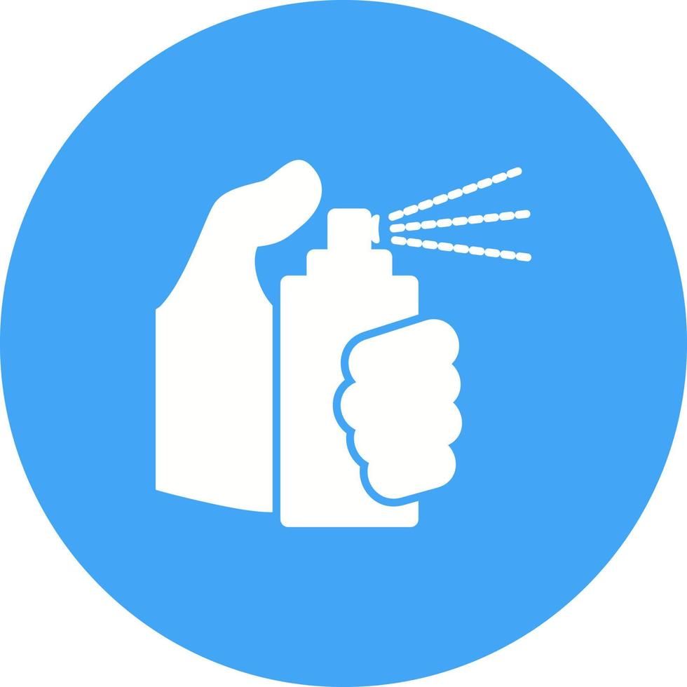 sosteniendo el icono de fondo del círculo de la botella de spray vector