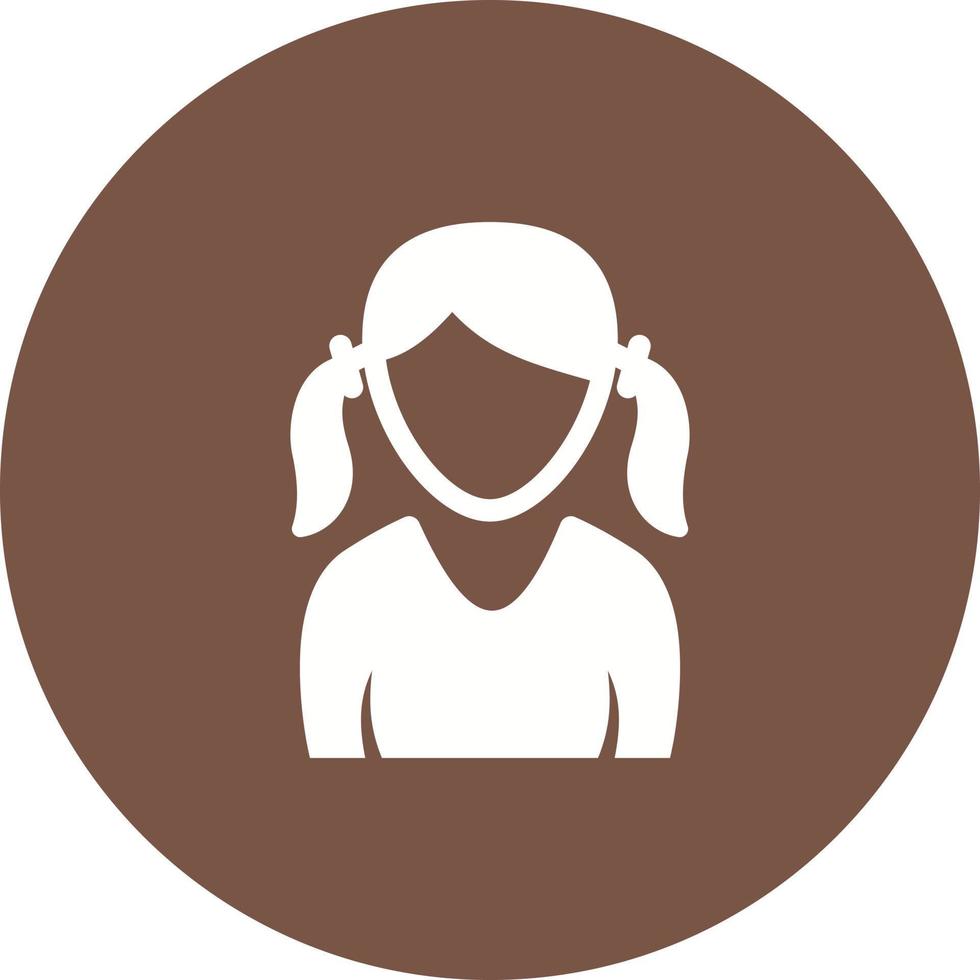 Girl in Two Ponytails Circle Background Icon vector