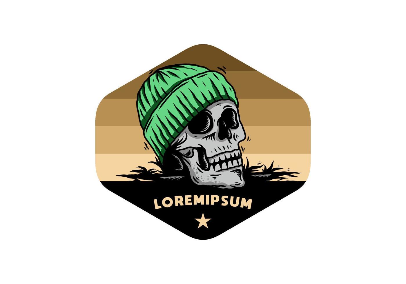 Skull head wearing beanie illustration design vector