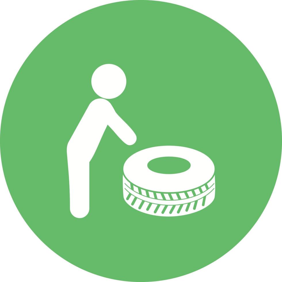 Fixing Punctured Tyre Circle Background Icon vector