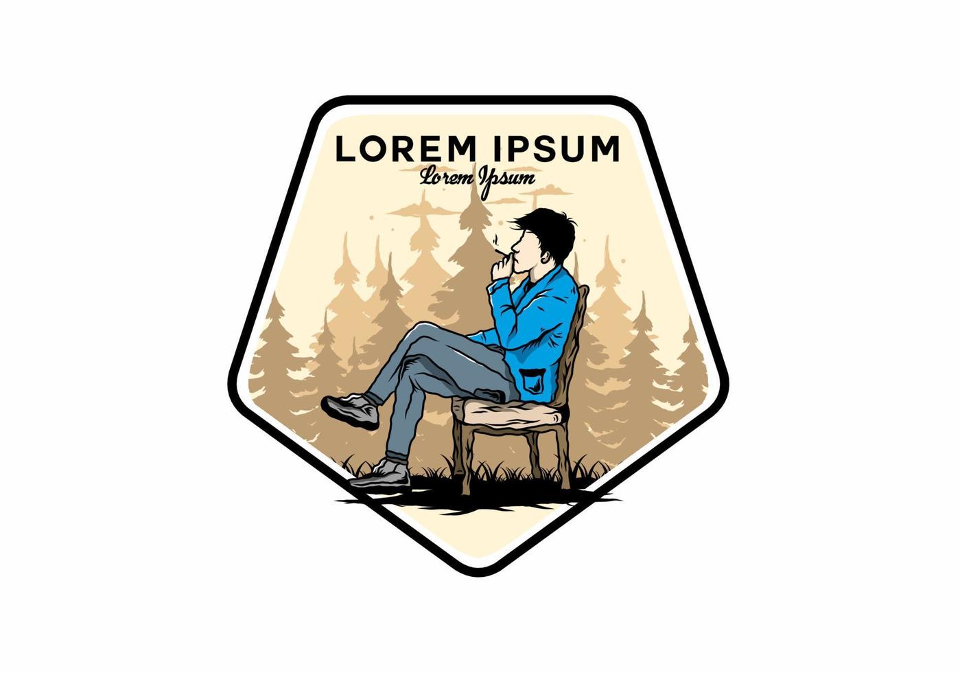 Man sit on chair and smoke cigarettes illustration vector