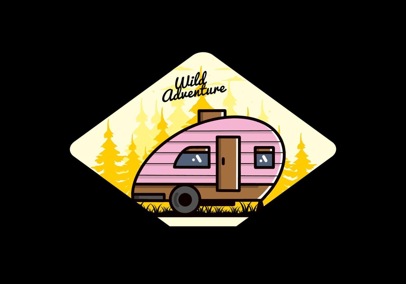 Teardrop camper vintage illustration design vector