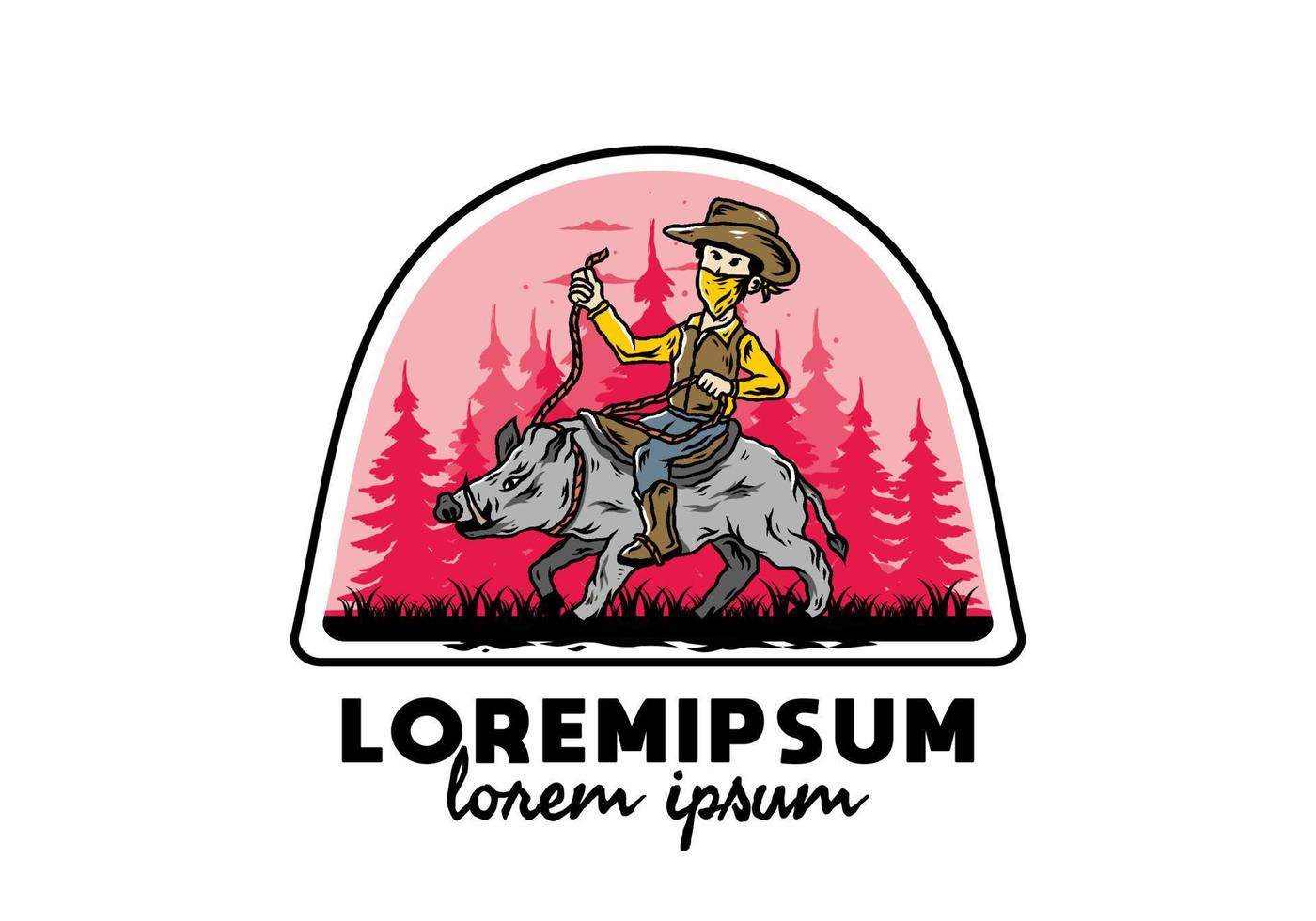 Man riding a wild boar illustration design vector