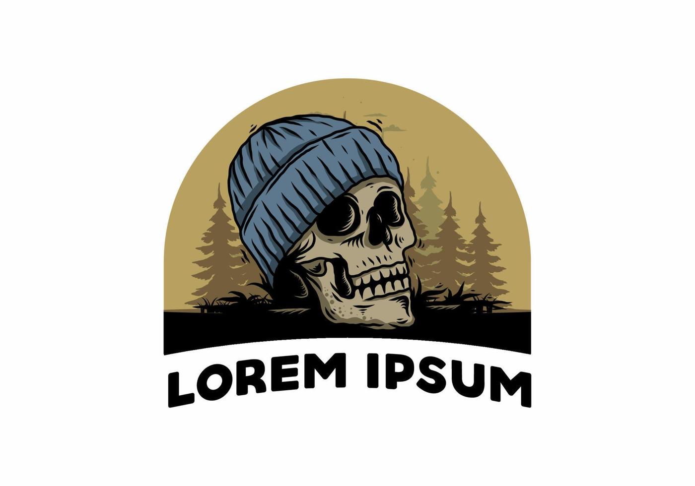 cabeza de calavera con diseño de ilustración de gorro vector