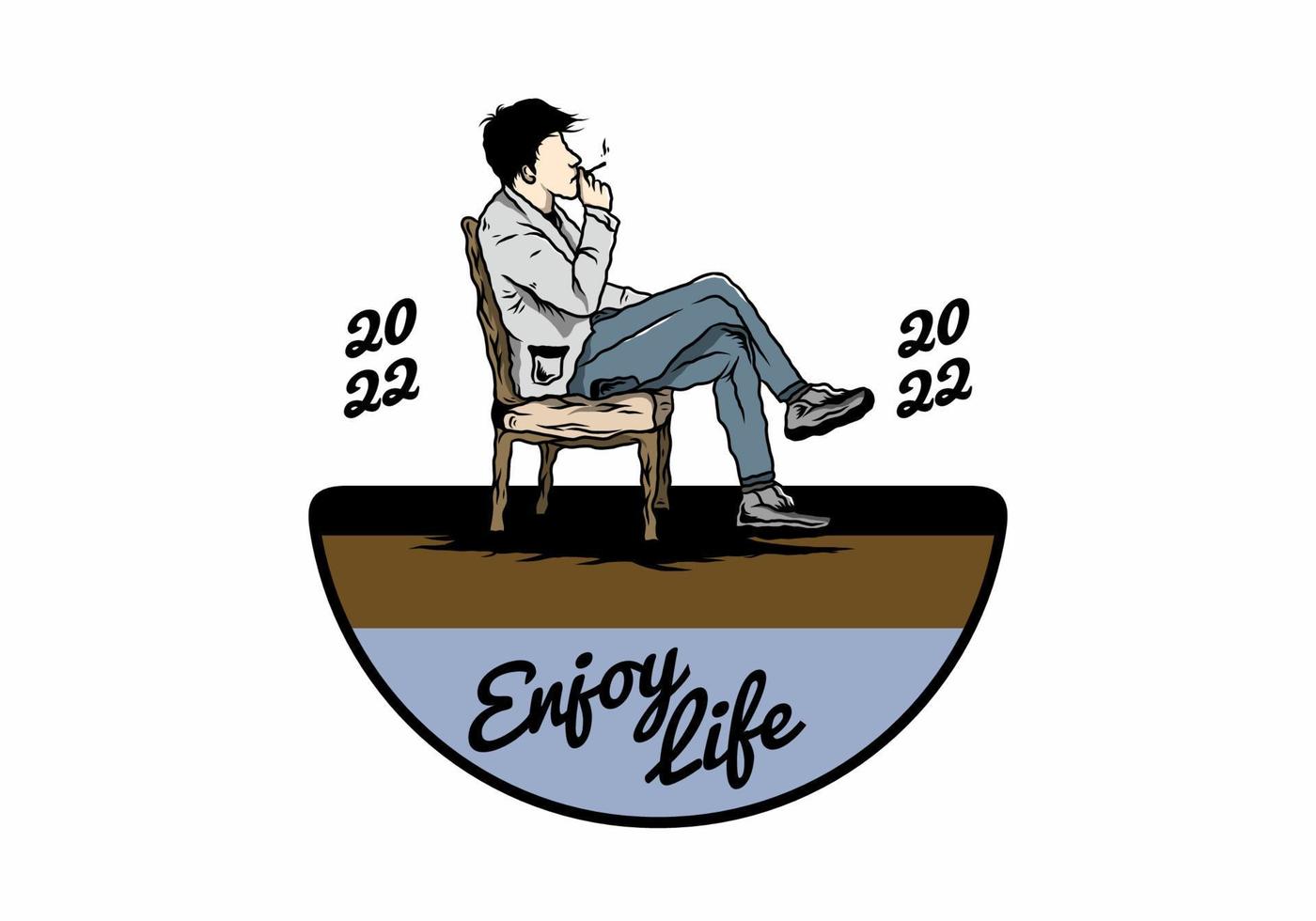 Man sit on chair and smoke cigarettes illustration vector
