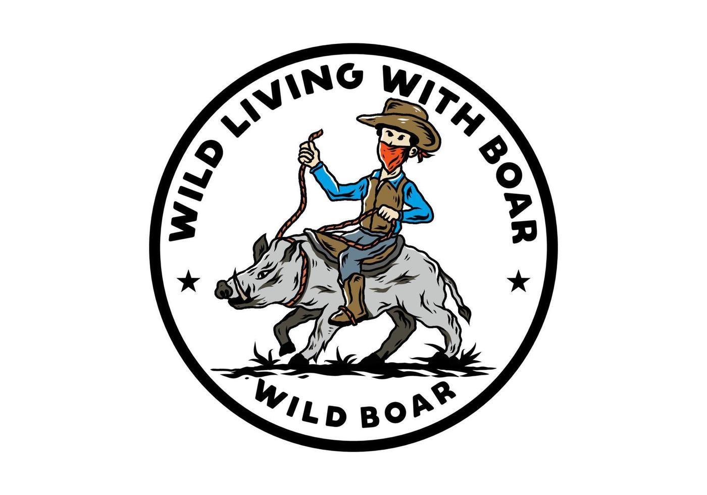 Man riding a wild boar illustration design vector
