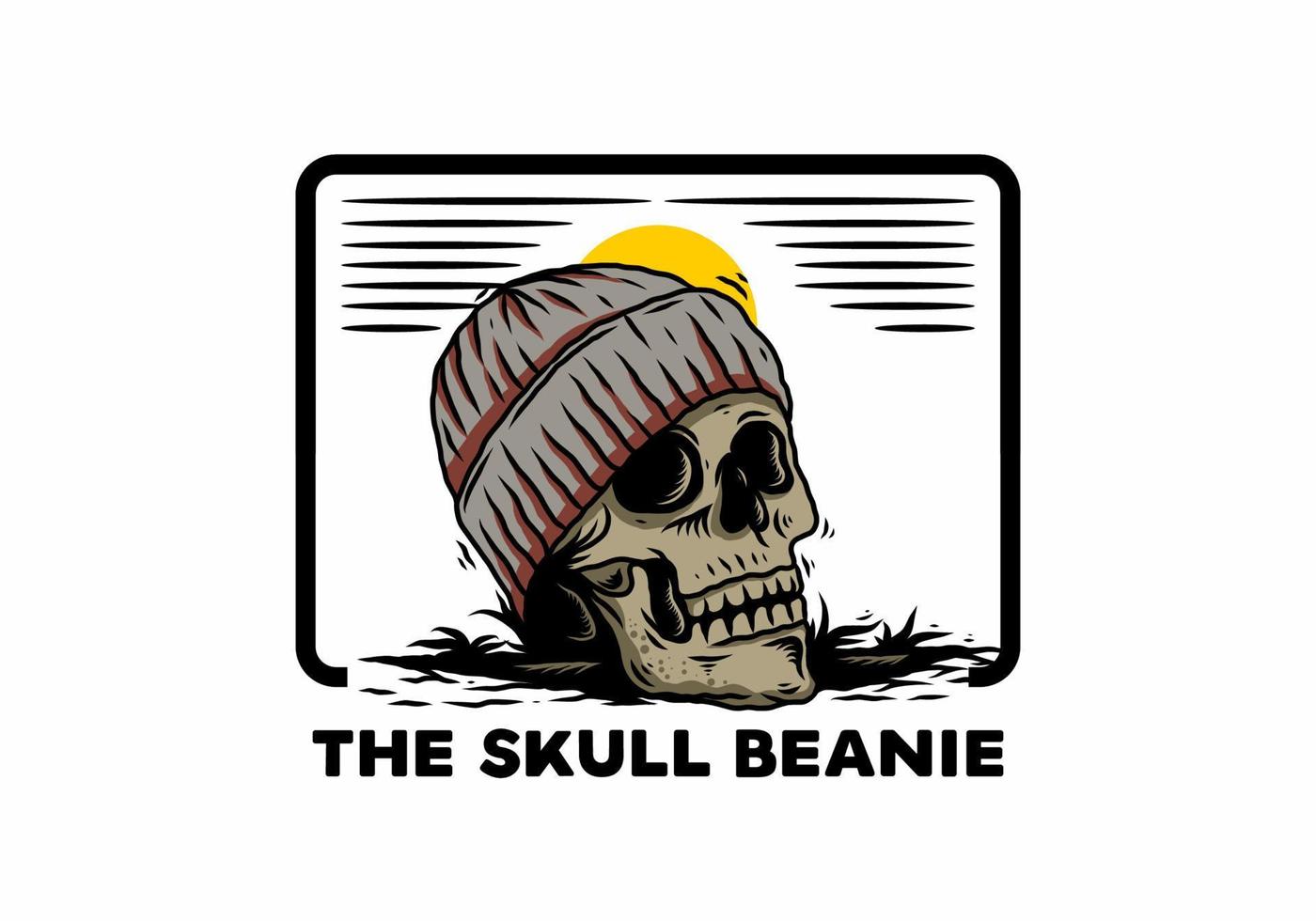 Skull head wearing beanie illustration design vector