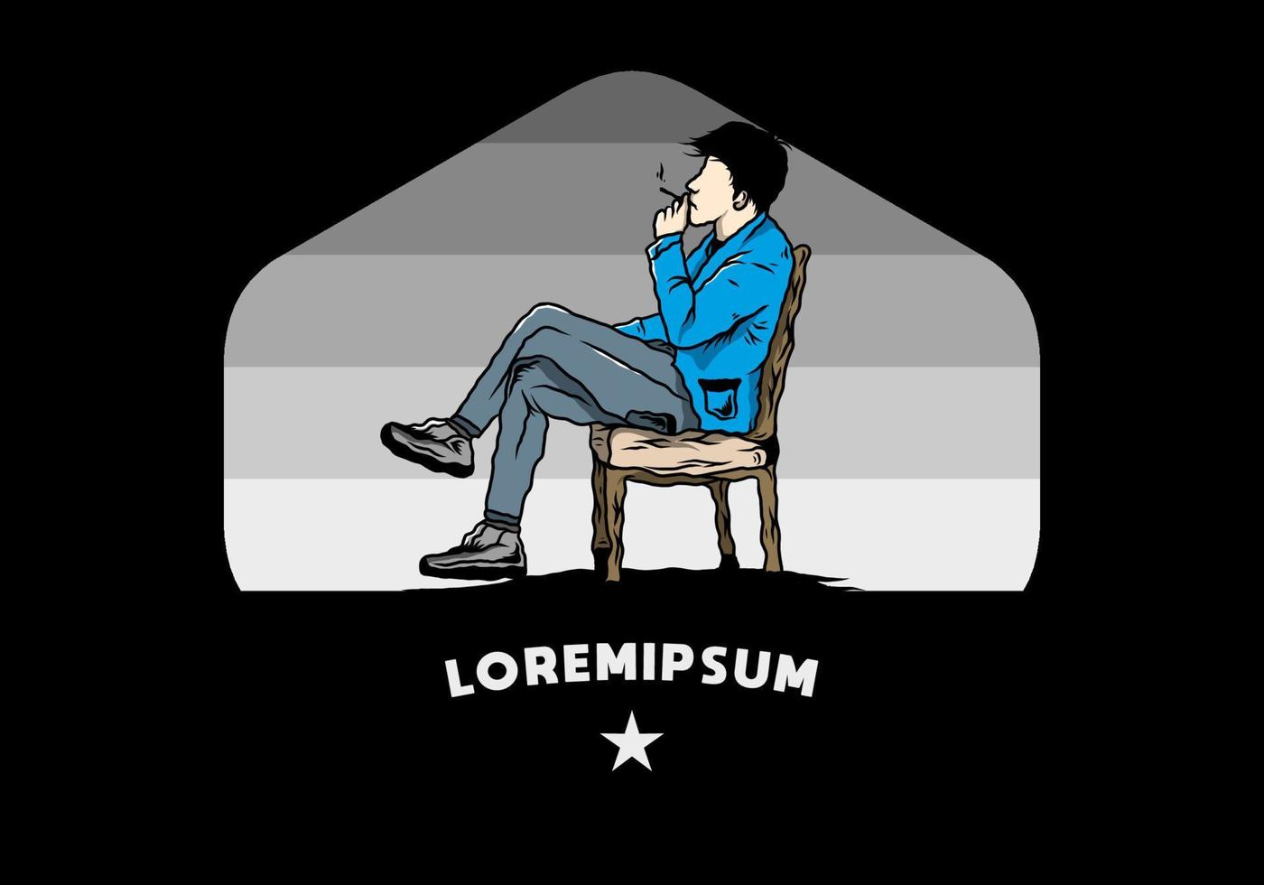 Man sit on chair and smoke cigarettes illustration vector
