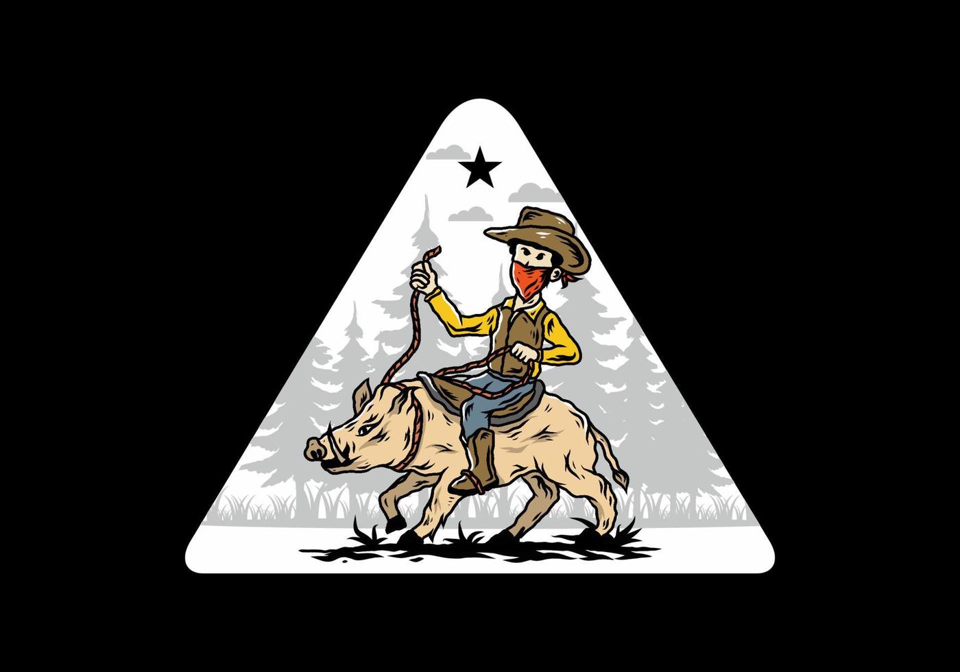 Man riding a wild boar illustration design vector