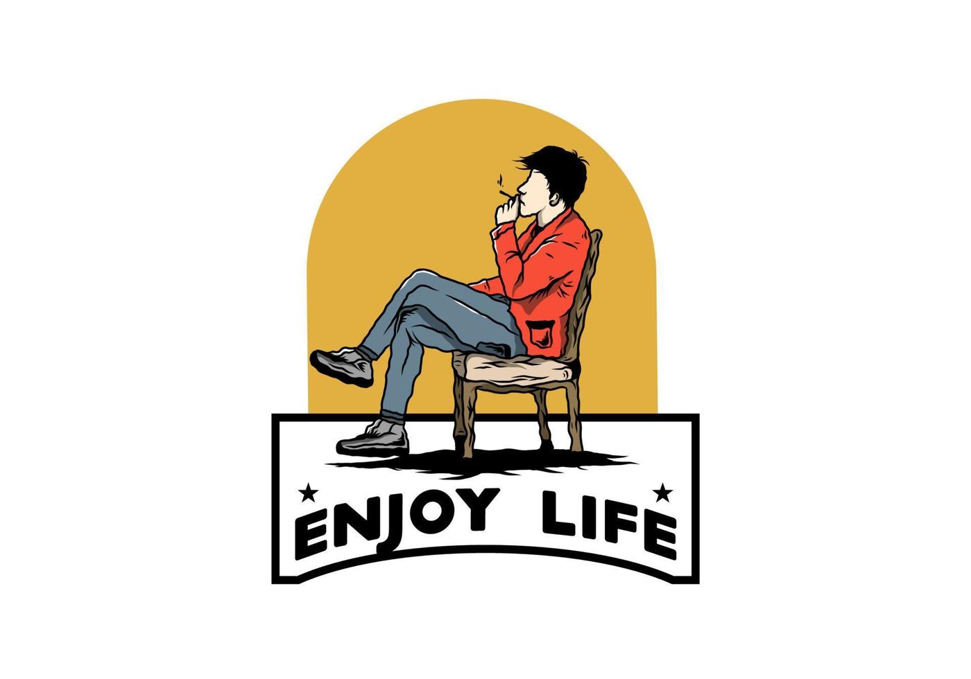 Man sit on chair and smoke cigarettes illustration vector