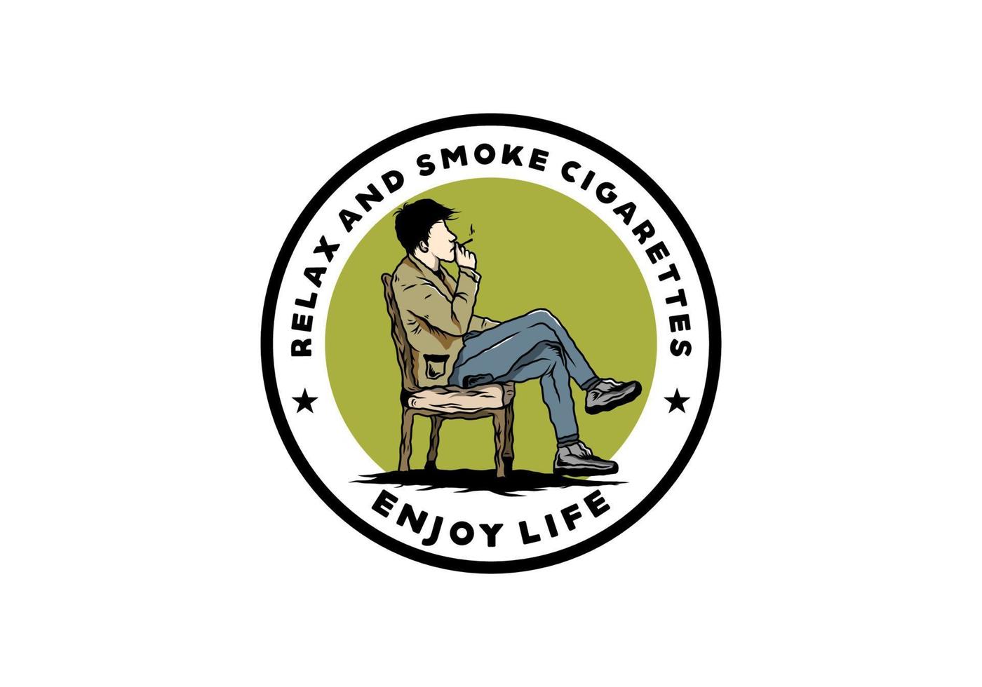 Man sit on chair and smoke cigarettes illustration vector