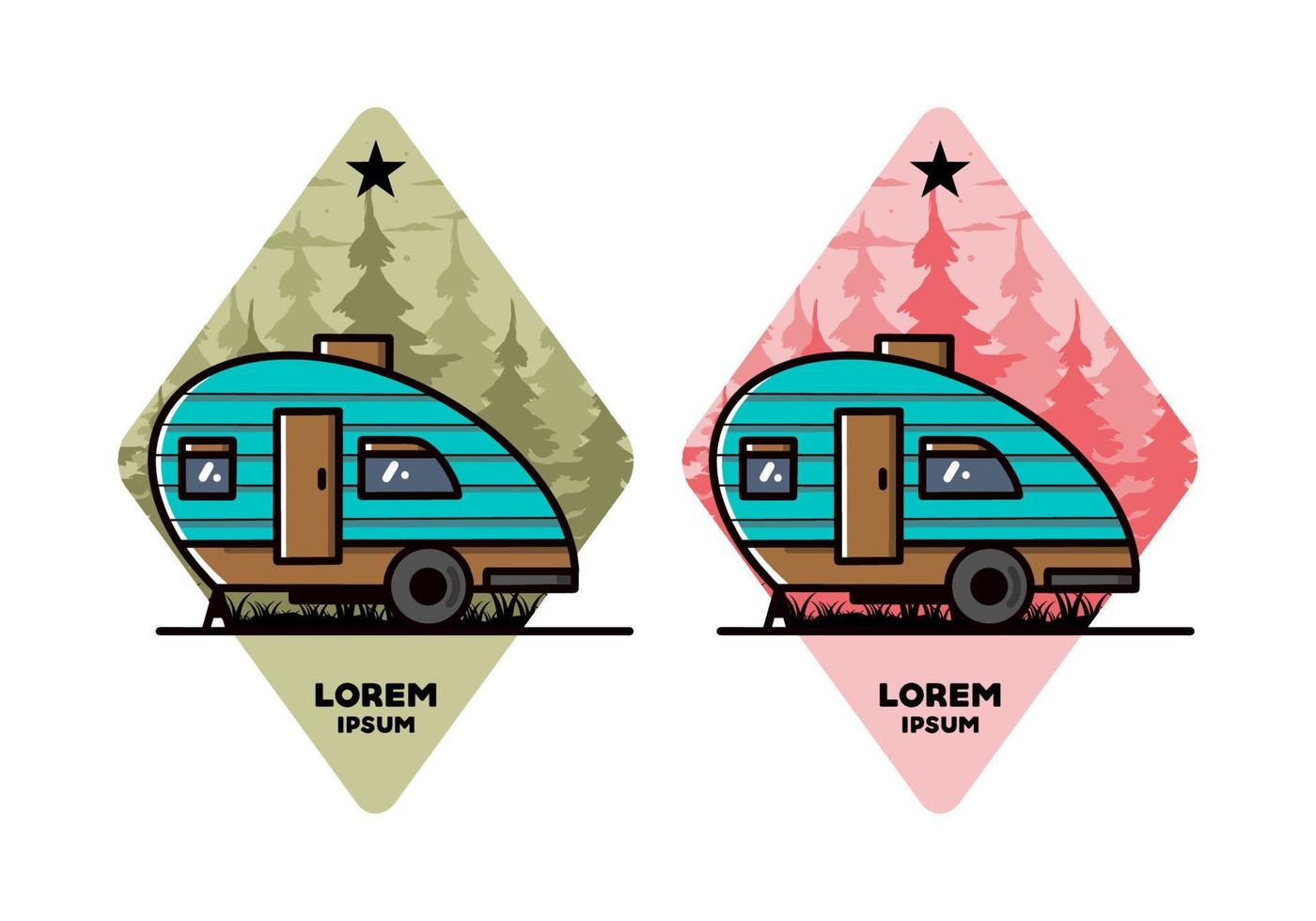 Teardrop camper vintage illustration design vector