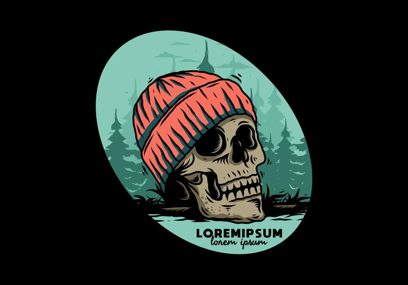 cabeza de calavera con diseño de ilustración de gorro vector