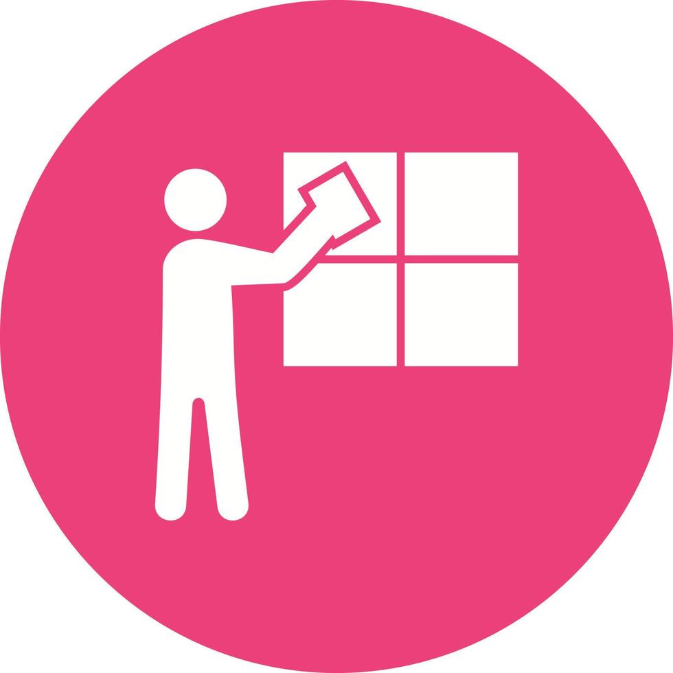 Man Cleaning Window Circle Background Icon vector