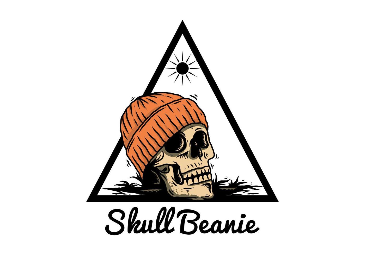 Skull head wearing beanie illustration design vector