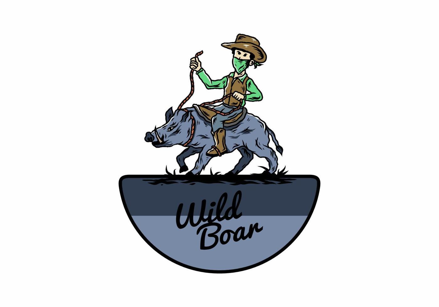 Man riding a wild boar illustration design vector
