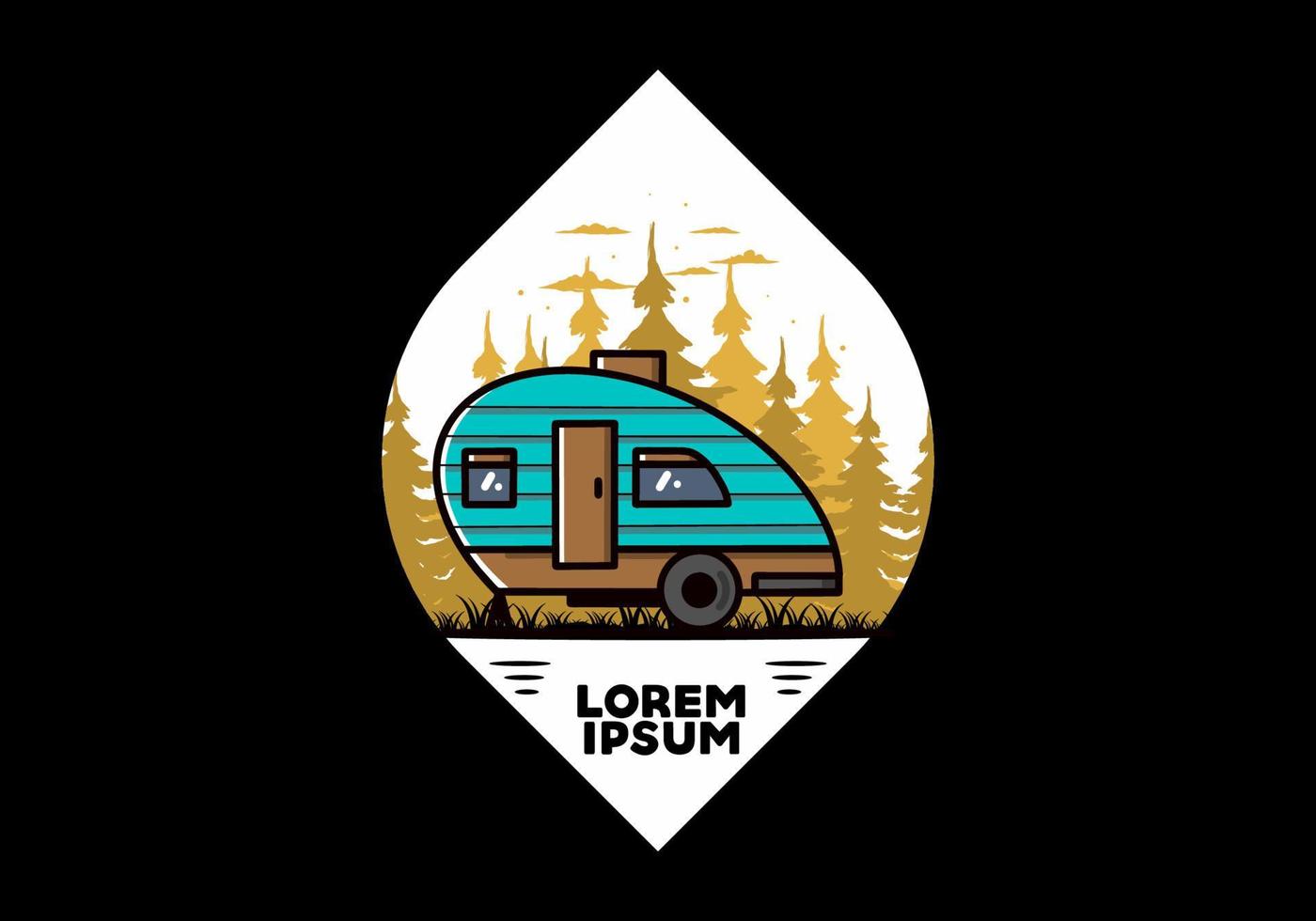 Teardrop camper vintage illustration design vector