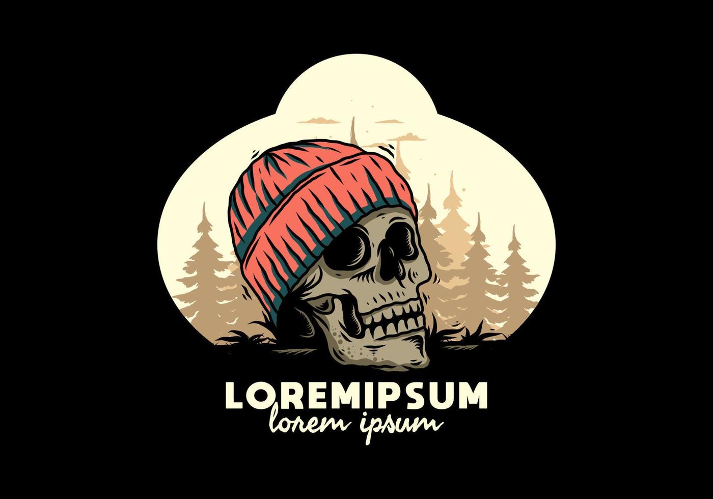 cabeza de calavera con diseño de ilustración de gorro vector