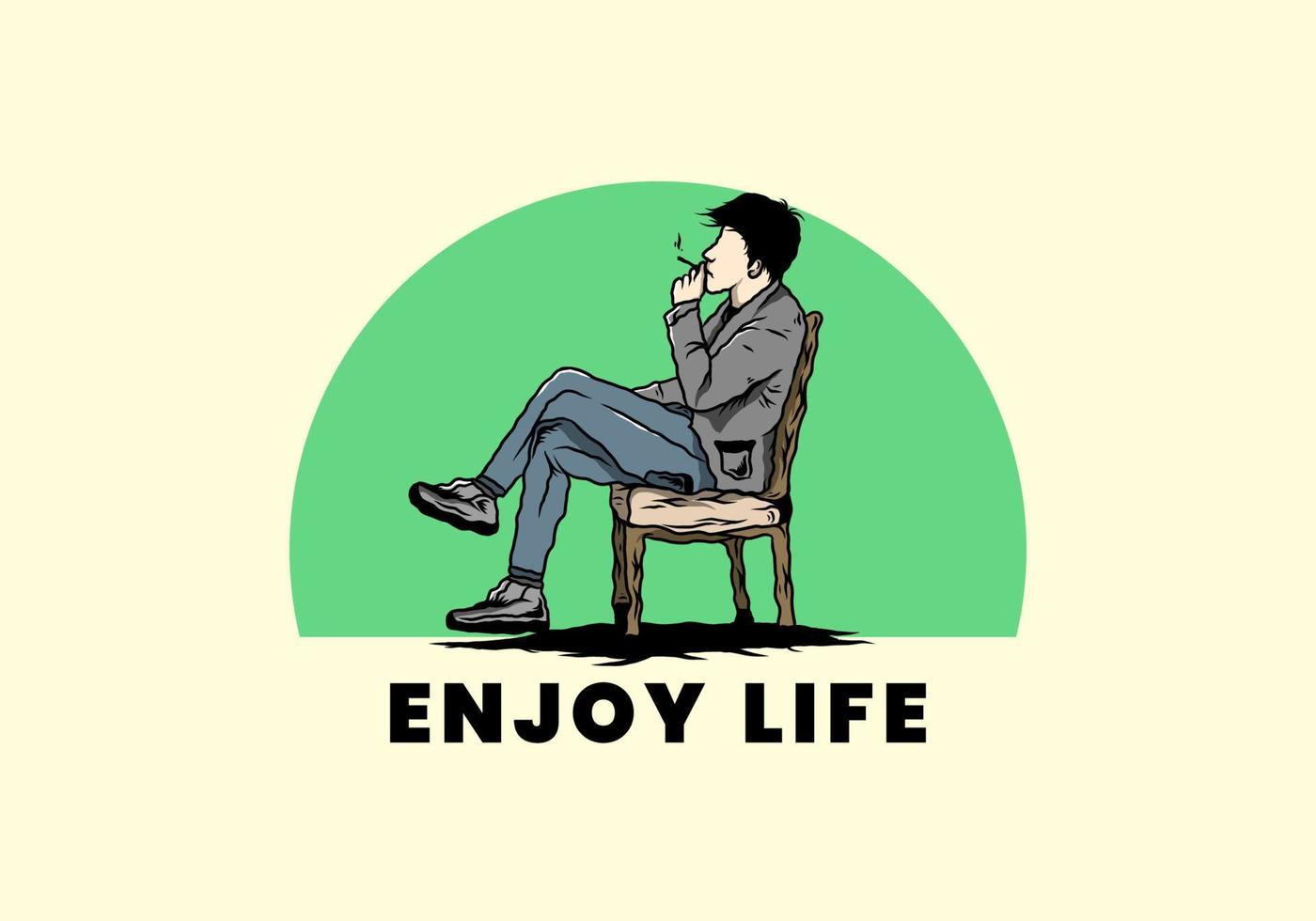 Man sit on chair and smoke cigarettes illustration vector